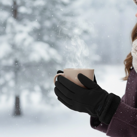 WOMEN’S WINTER TOUCHSCREEN GLOVES WARM INSULATED FOR PHONE BLACK ELEGANT