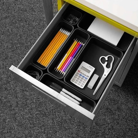 Modular insert organiser for drawer and desk 8 pieces - graphite