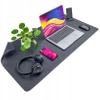 Protective desk mat for keyboard and mouse on table 60x35 cm - black