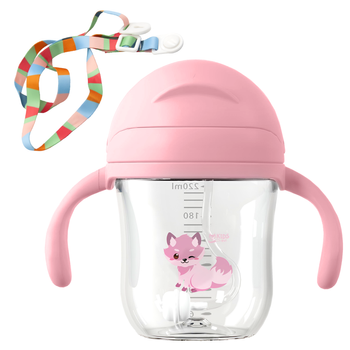 Sippy cup with weighted straw for learning to drink, Sippy bidon - colour pink