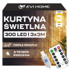 KURTYNA ŚWIETLNA LED 3x3 LAMPKI 300 Świąteczne Choinkowe GIRLANDA CIEPŁE XXL
