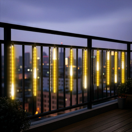 OUTDOOR LED ICICLE LIGHTS 480 50CM FALLING SNOW METEOR GARLAND 10 PCS - WARM