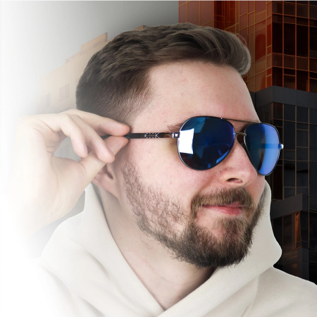 Polarised sunglasses AVIATOR Pilots UV400 set XXL with case - mirror blue