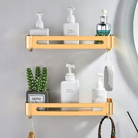 2x EVI HOME Loft Bathroom Shelf Hanging - Gold