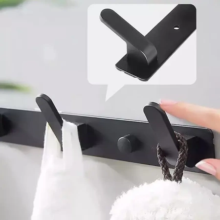 EVI HOME koupelnový věšák s úchyty, háčky na ručníky - černý