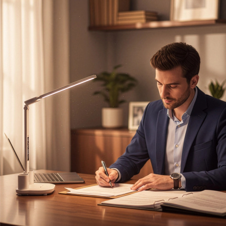 LAMPKA NA BIURKO LED PODWÓJNA BIURKOWA ZEGAR ORGANIZER TEMPERATURA DATA 6w1