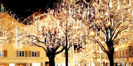 OUTDOOR LED ICICLE LIGHTS 480 50CM FALLING SNOW METEOR GARLAND 10 PCS - WARM