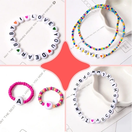 BEADS for bracelets, necklaces, jewelry CREATIVE DIY set with letters