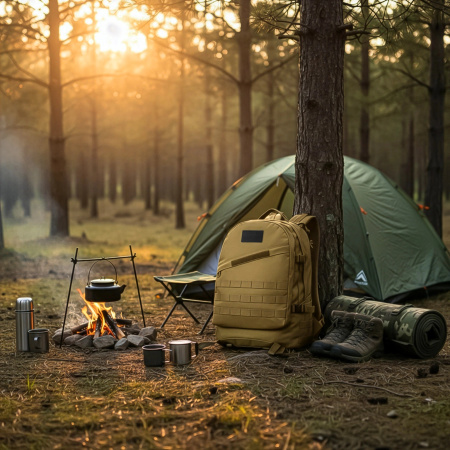 VOJENSKÝ TAKTICKÝ BATOH TURISTICKÝ SPORTOVNÍ TREKINGOVÝ DO HOR - BÉŽOVÝ