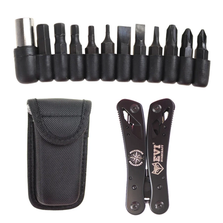 MULTITOOL NARZĘDZIE WIELOFUNKCYJNE Survivalowe 22w1 EVI TECH BITY + ETUI