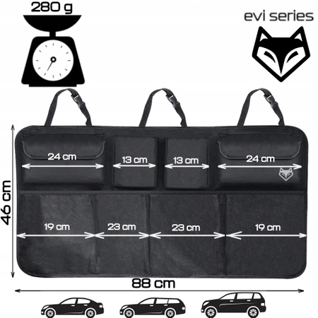 Boot organiser, backrest bag for the car