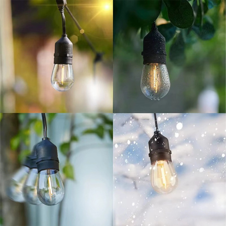 GIRLANDA ŚWIETLNA OGRODOWA Zewnętrzna 10M Żarówki 10+1 LED Lampki do 60m