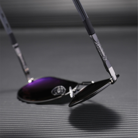 Polarised sunglasses AVIATOR Pilots UV400 set XXL with case - silver mirrors