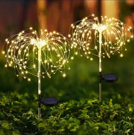 Lampa solarna zewnętrzna ogrodowa dmuchawiec Fajerwerki FIREWORKS 120 LED - zestaw 10 szt