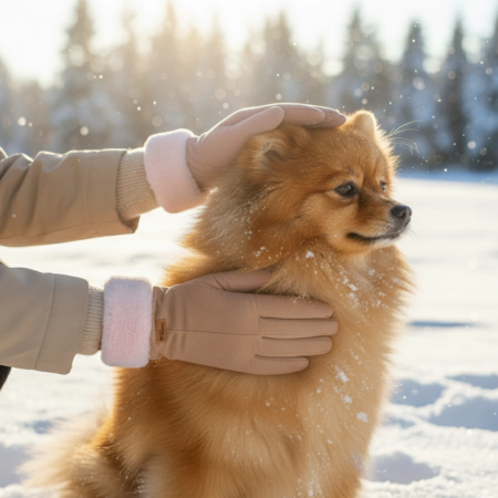 RĘKAWICZKI ZIMOWE DAMSKIE DOTYKOWE ciepłe ocieplane do telefonu BEŻOWE eleganckie