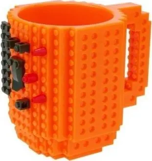 Kubek kreatywny do klocków LEGO z zestawem startowym - pomarańczowy