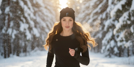 THERMOACTIVE WINTER HAT REFLECTIVE FOR RUNNING MENS WOMENS BLACK L/XL