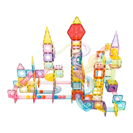 Magnetické stavební kostky KONSTRUKČNÍ PANELY Barevná SVÍTÍCÍ DRÁHA 3D set x96