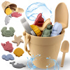 SILICONE SAND TOYS Soft Water-Friendly Beach GIGANT Set BUCKET & MOLDS