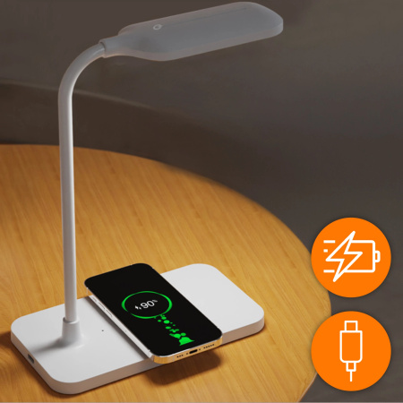 STOLNÍ LED LAMPIČKA NA STŮL ŠKOLNÍ LAMPA DOTYKOVÁ NA ČTENÍ PRÁCI NOČNÍ - BÍLÁ