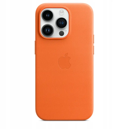 Originální kožené pouzdro APPLE iPhone 14 Pro MagSafe - oranžové (Orange) - MPPL3ZM/A