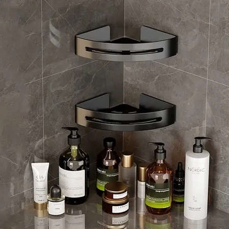 2x EVI HOME Loft corner bathroom shelf for shower - black