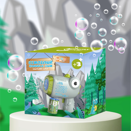 Bubble Gun, Bubble Machine Generator + Liquid Toy for Kids DINOSAUR | EVI