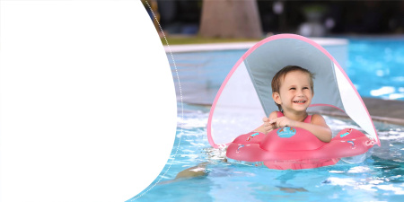 INFLATABLE SWIMMING RING Boat for CHILDREN Seat Ring WITH CANOPY + Pump