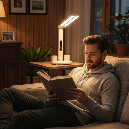 DESK LAMP LED DOUBLE DESK LIGHT CLOCK ORGANIZER TEMPERATURE DATE 6IN1