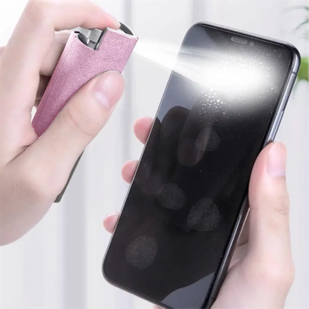 Čisticí sada pro telefon, přenosný čistič obrazovky, 2v1 sada, růžová barva