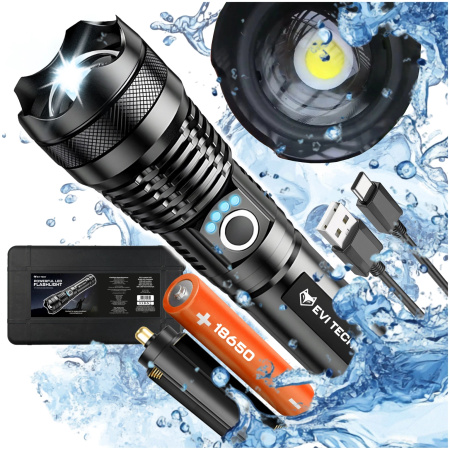 MOCNA LATARKA taktyczna WOJSKOWA LED Zoom USB-C wodoodporna XHP90 DO 1500m