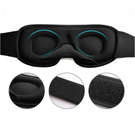 3D sleep blindfold breathable ergonomic mask black