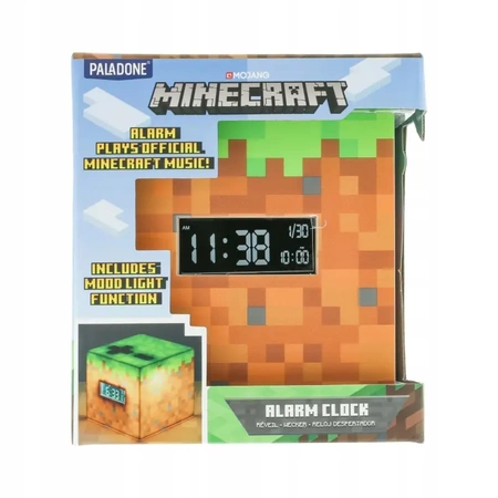 Budzik zegar podświetlany MINECRAFT Earth blok trawy