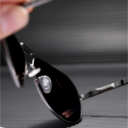 Polarised sunglasses AVIATOR Pilots UV400 set XXL with case - black lenses