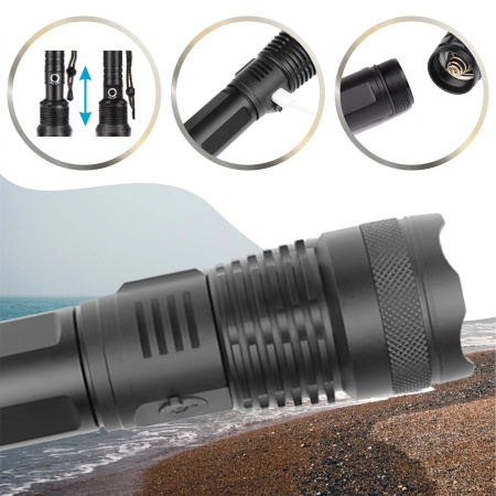LED Flashlight POWERFUL Tactical MILITARY Zoom USB-C Waterproof XHP90 UP TO 1500m