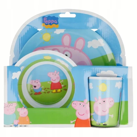 PEPPA PIG set pro snídani nebo oběd do mikrovlnky - talíř, miska, hrníček