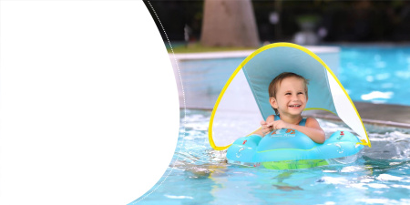 INFLATABLE SWIMMING RING Boat for CHILDREN Seat Ring WITH CANOPY + Pump