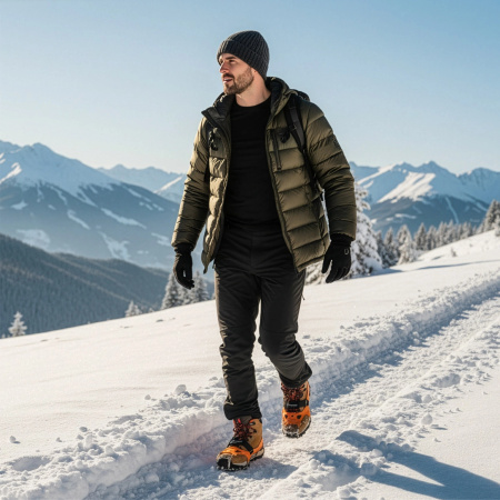 PROTISKLUZOVÉ TURISTICKÉ NÁVLEKY NA OBUV ŘETĚZY HROTY TREKINGOVÉ POUZDRO - 41-44 CRAMPONS PREMIUM +