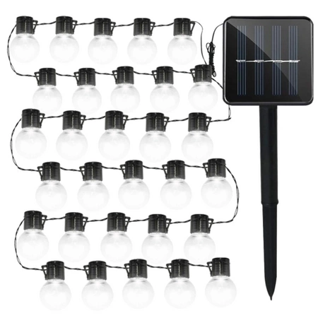 GIRLANDA SOLARNA ŚWIETLNA OGRODOWA 30x ŻARÓWEK KULEK LED CZUJNIK ZMIERZCHU