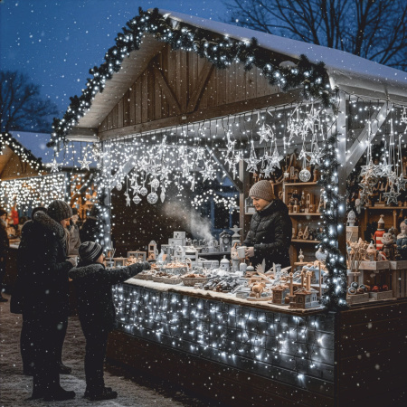 LAMPKI ZEWNĘTRZNE 500 LED SOPLE 24m GIRLANDA Świąteczna Kurtyna Świetlna zimne
