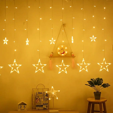 Star light curtain 138 LED 2.5 m garland decoration Christmas lights