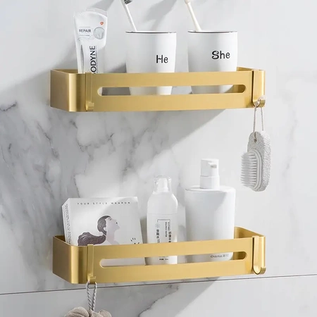 2x EVI HOME Loft Bathroom Shelf Hanging - Gold