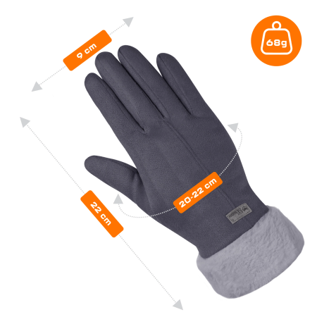 WOMEN’S WINTER TOUCHSCREEN GLOVES WARM INSULATED FOR PHONE GREY ELEGANT