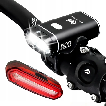 Zestaw lampka rowerowa przednia EVI iLIGHT V500+ latarka + tylna iLIGHT PRO REAR LED na USB