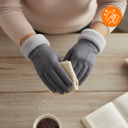 WOMEN’S WINTER TOUCHSCREEN GLOVES WARM INSULATED FOR PHONE GREY ELEGANT