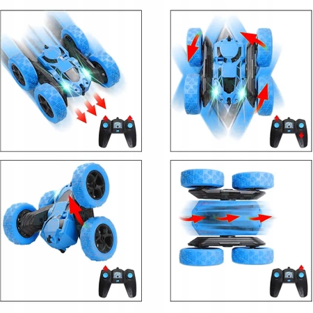 Zdalnie sterowany samochód EVI STUNT RC autko, auto akrobata - niebieski