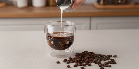 Termo sklenice Kočka s dvojitou stěnou HRNEK NA KÁVU ČAJ LATTE 250ML