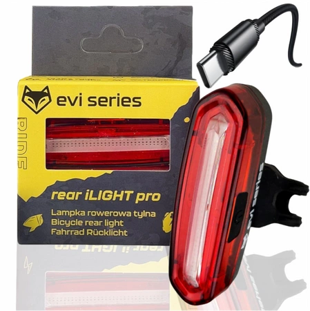 EVI iLIGHT PRO REAR výkonné až 15hodinové LED světlo na kolo s rozhraním USB