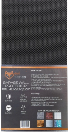 Protective bumper for the wall, parking garage mat, 40x20x1.5cm - set of 4