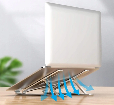 Stolik pod laptopa metalowy składany, podstawka do tabletu z pokrowcem - srebrny